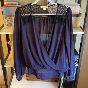 Double Zero Lace High-Low Blouse